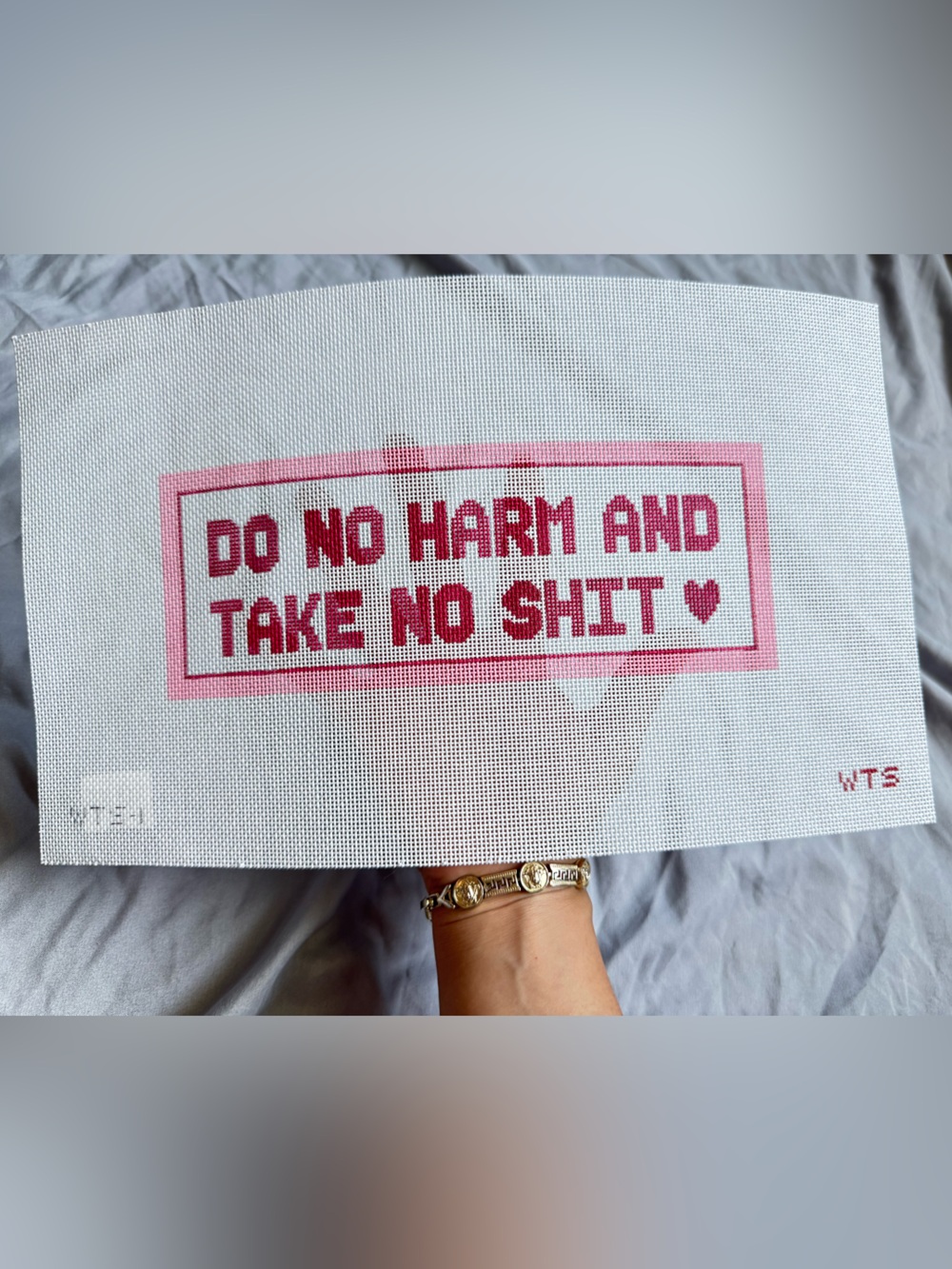 What’s The Stitch (Do No Harm and Take No Sh!t") Hand Painted Needlepoint Canvas